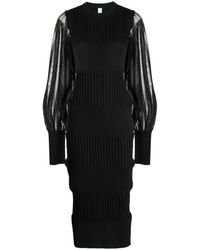 CFCL - Long Sheer-sleeves Ribbed Midi Dress - Lyst