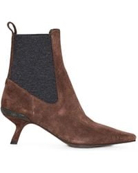 Brunello Cucinelli - Monile-Embellished Suede Ankle Boots - Lyst