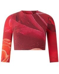 Roberto Cavalli - T-Shirt mit Rosen-Print - Lyst