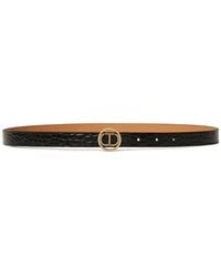 Twinset - Embossed Crocodile Leather Belt - Lyst