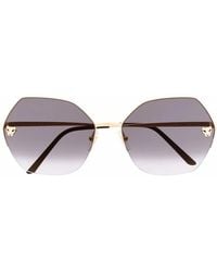 Cartier - Geometric-Frame Gradient-Lense Sunglasses - Lyst