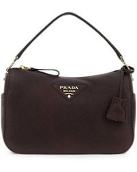 Prada - Small Logo-Plaque Leather Tote Bag - Lyst
