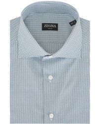 ZEGNA - Check-Pattern Spread-Collar Shirt - Lyst