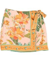 FARM Rio - Floral-Print Wrap-Style Skirt - Lyst