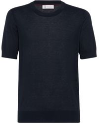 Brunello Cucinelli - Fein gestricktes T-Shirt mit Slub-Struktur - Lyst