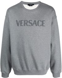 Versace - Logo-embroidered Jersey Sweatshirt - Lyst