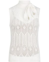 Liu Jo - Openwork Bow-Collar Knit Top - Lyst