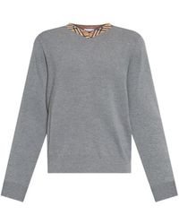 Burberry - Knit V-Neck Sweater With Rib-Knit Trims - Lyst