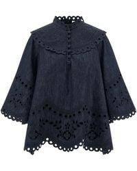 Zimmermann - Mahon Broderie Anglaise Denim Top - Lyst