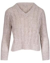 Kinross Cashmere - Cable Knit V-Neck Sweater - Lyst