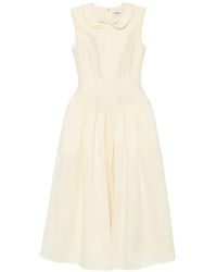 Self-Portrait - Bow-Detail Pleated Midi Dress - Lyst
