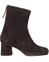 Sarah Chofakian - 60Mm Woven-Leather Block-Heel Boots - Lyst