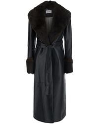 Markgong - Manteau Ceinturé À Finitions En Fourrure Artificielle - Lyst