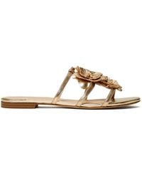 Twinset - Floral-Appliqué Strappy Sandals - Lyst
