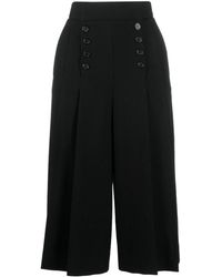Saint Laurent - Pleated Cropped Wool Trousers - Lyst