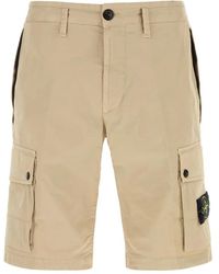 Stone Island - Sand Stretch Cotton Bermuda Shorts - Lyst
