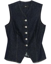 7 For All Mankind - Lady Button-Fastening Denim Waistcoat - Lyst