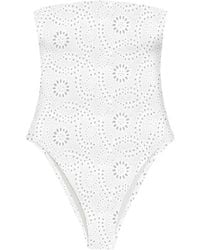 MC2 Saint Barth - Broderie-Anglaise Bandeau Swimsuit - Lyst