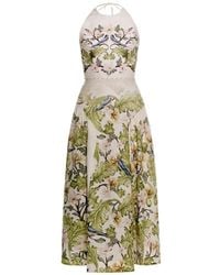 Agua Bendita - Balsa Anhelo Embroidered Halter-Neck Midi Dress - Lyst