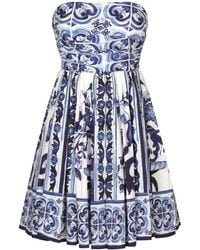 Dolce & Gabbana - Bandeau Mini-jurk Met Print - Lyst