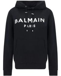 Balmain - Felpa Con Cappuccio Con Stampa - Lyst