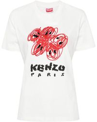 KENZO - T-shirt Drawn Varsity - Lyst