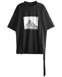 Rick Owens - Tops ,Zwart ,Katoen Print-Detail T-Shirt Met Korte Mouwen - Lyst