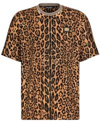 Dolce & Gabbana - Katoenen T-shirt Met Luipaardprint - Lyst