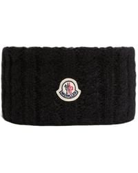 Moncler - Cable-Knit Logo-Patch Headband - Lyst