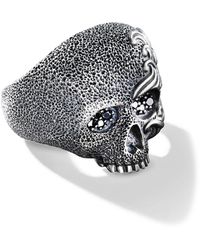 David Yurman - Sterling Silver Waves Skull Diamond Ring - Lyst
