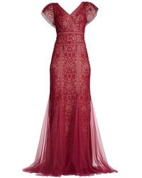 Tadashi Shoji - Taryn Trackwork Lace-Overlay Maxi Gown - Lyst