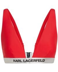 KARL LAGERFELD - Logo-Underband Triangle Bikini Top - Lyst