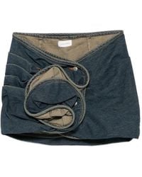 Magda Butrym - Denim Mini-Rok Met Bloemenapplicatie - Lyst