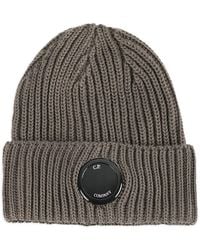 C.P. Company - Ribbed-Detail Logo-Patch Beanie - Lyst