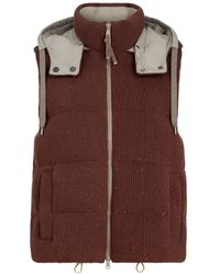 Brunello Cucinelli - Hooded Ribbed Knitted Down Vest - Lyst