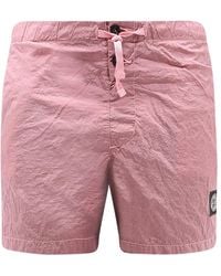 Stone Island - Drawstring-Fastening Logo-Patch Swim Shorts - Lyst