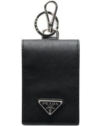 Prada - Triangle-Logo Leather Card Holder - Lyst