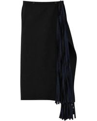 Carven - Sk459 Fringe-Trimmed Button-Fastening Midi Skirt - Lyst