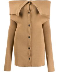 Unravel Project Cold-shoulder Ribbed Sweater - Natural