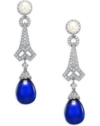 Anabela Chan - Lattice 14K Sapphire And Diamond Earrings - Lyst