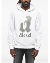 DIESEL - Logo-Print Drawstring Hoodie - Lyst
