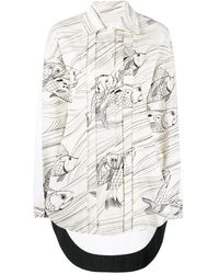 Jil Sander - Hemd mit Fisch-Print - Lyst