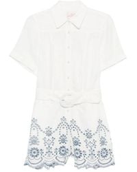 MC2 Saint Barth - Embroidered Belted Playsuit - Lyst