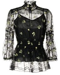 Anna Sui - Floral-Embroidered Lace Blouse - Lyst