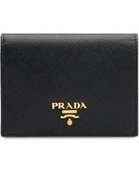 Prada - Small Logo-Plaque Folding Wallet - Lyst
