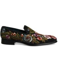 Dolce & Gabbana - Floral-Embroidered Velvet Loafers - Lyst