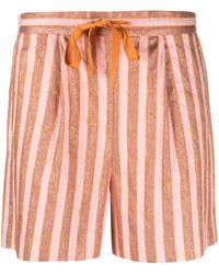 Forte Forte - Cotton And Linen Striped Shorts With Lurex - Lyst