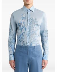 Etro - Cotton Shirt With Placed Floral Print - Lyst