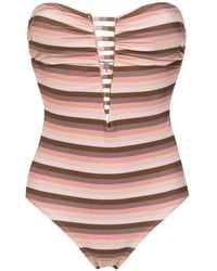 Amir Slama Bañador a rayas - Marrón