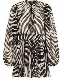 Dolce & Gabbana - Short Zebra-print Chiffon Dress - Lyst